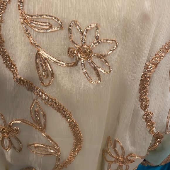 COPY - Shahida Parides Bloom Town Hi-Low Embellished Caftan NWTs. Teal Blue and… - Picture 3 of 12